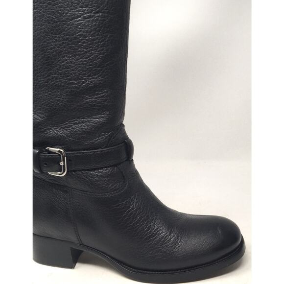 PRADA Cervo Women's Size 37.5 Black Leather Authentic Designer Knee High Boots - Picture 7 of 9